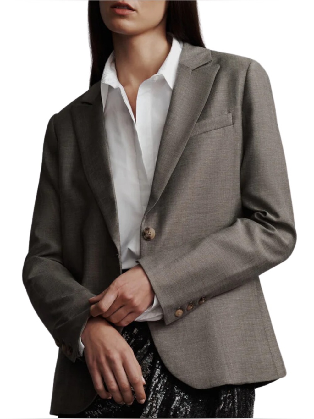 NWT $895 TWP Taupe Boyfriend Blazer with Zipper Virgin Wool Silk Lined Sz M
